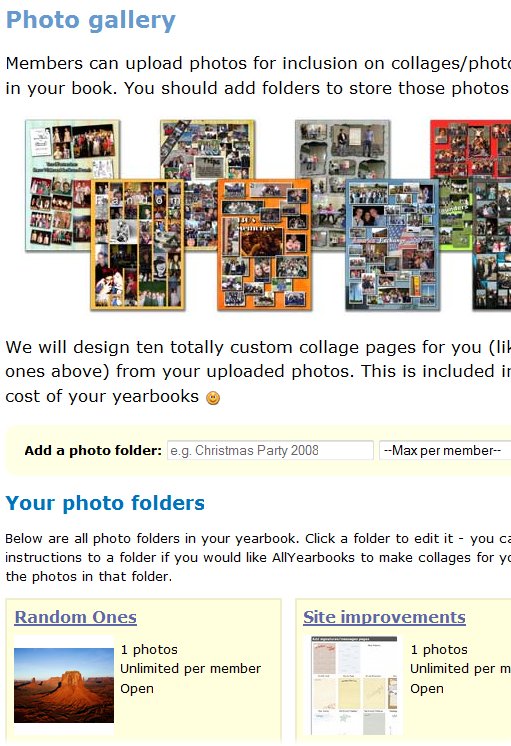 Improved photo gallery Cleaned up photo gallery area on yearbook site